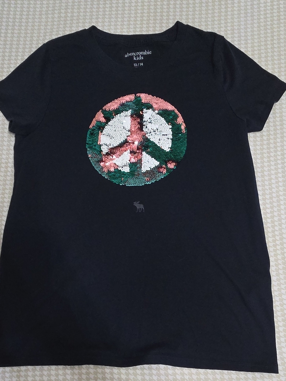 Abercrombie Kids Black Sequin Peace Sign Tee